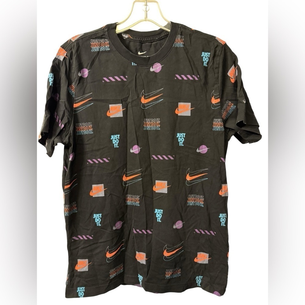 Mens Nike Just Do It AOP Black t shirt Size small EUC